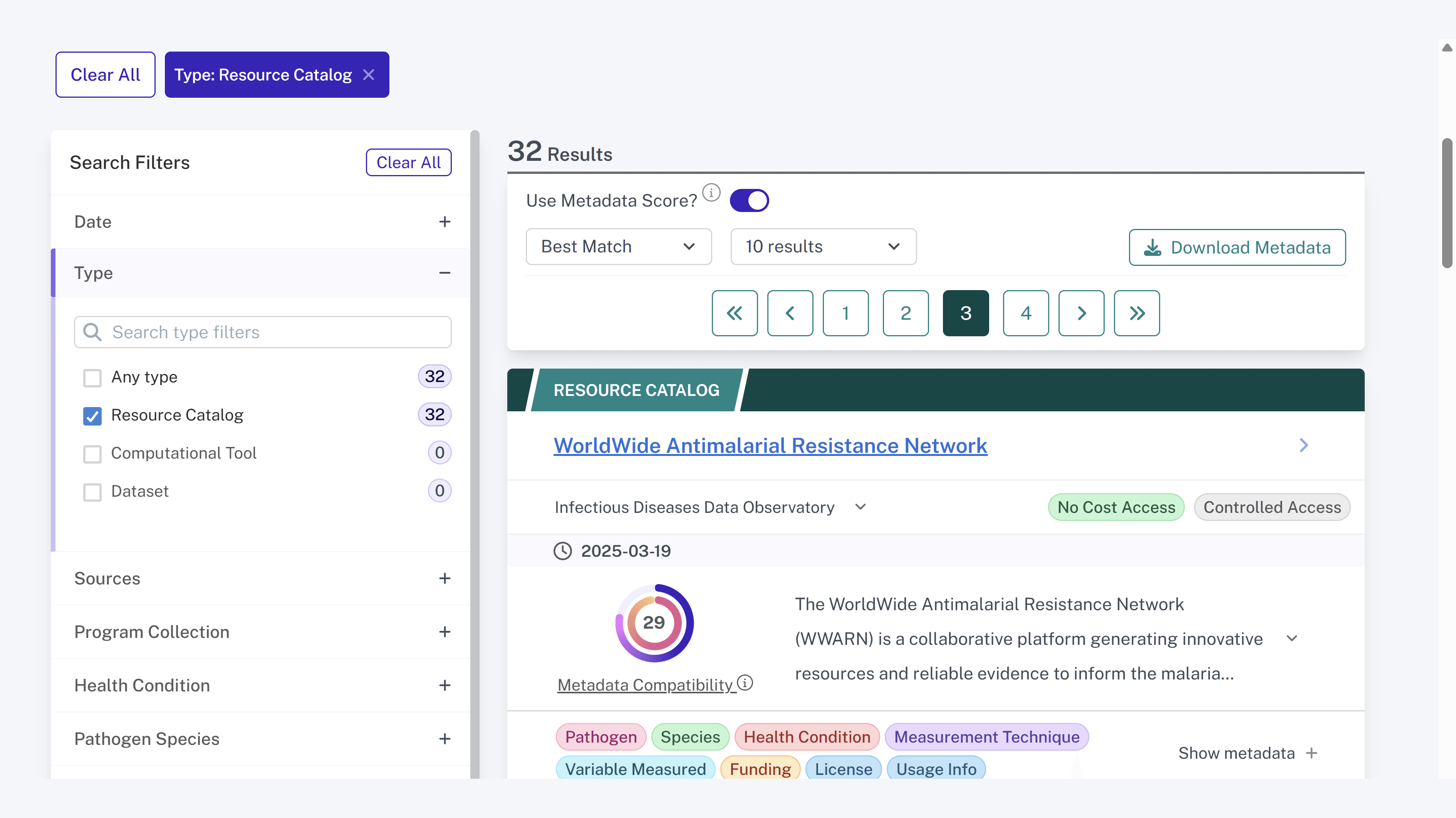 Screenshot of Resource Catalogs